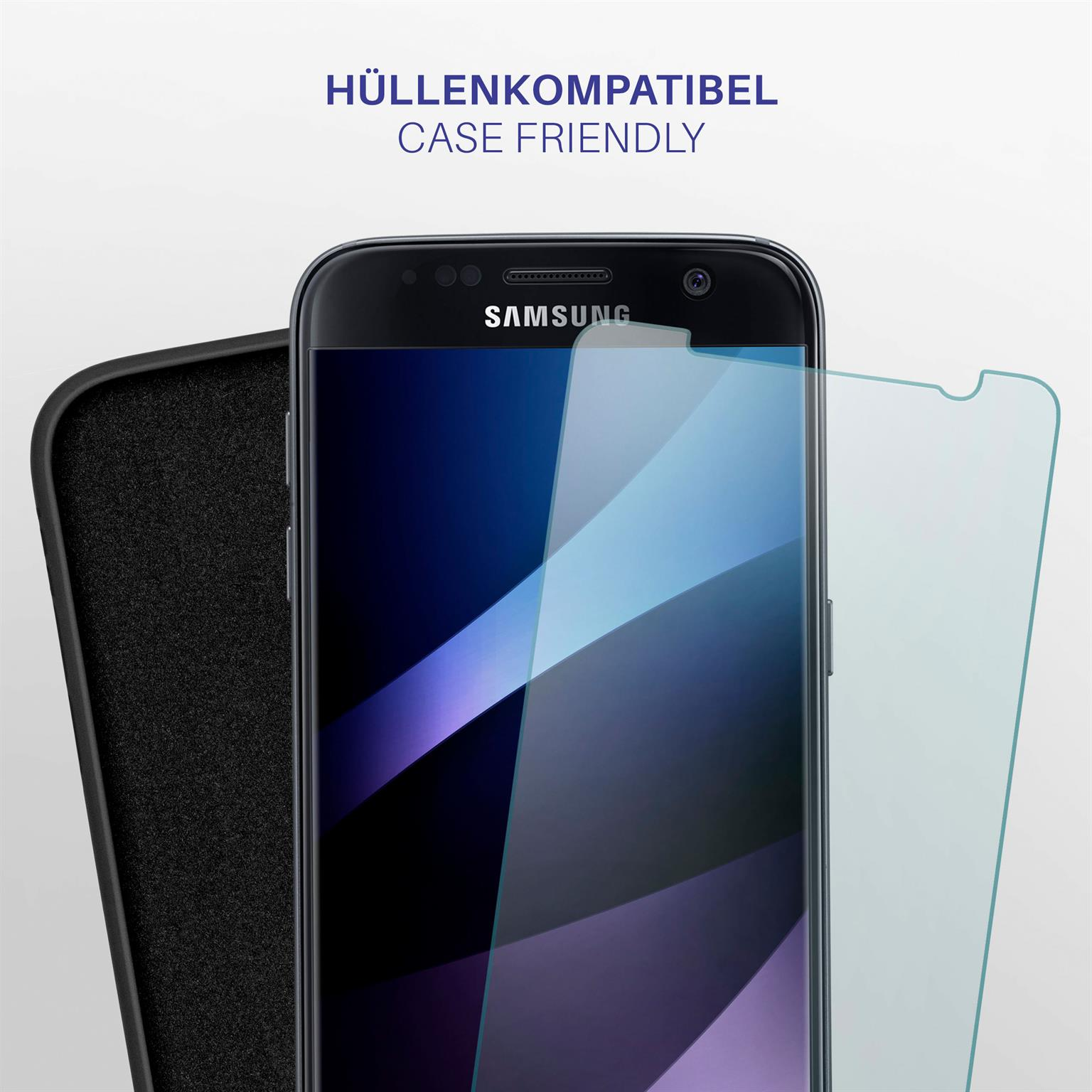 Schutzfolie, MOEX - Galaxy 2x S7) Schutzglas(für matt Samsung Panzerglas