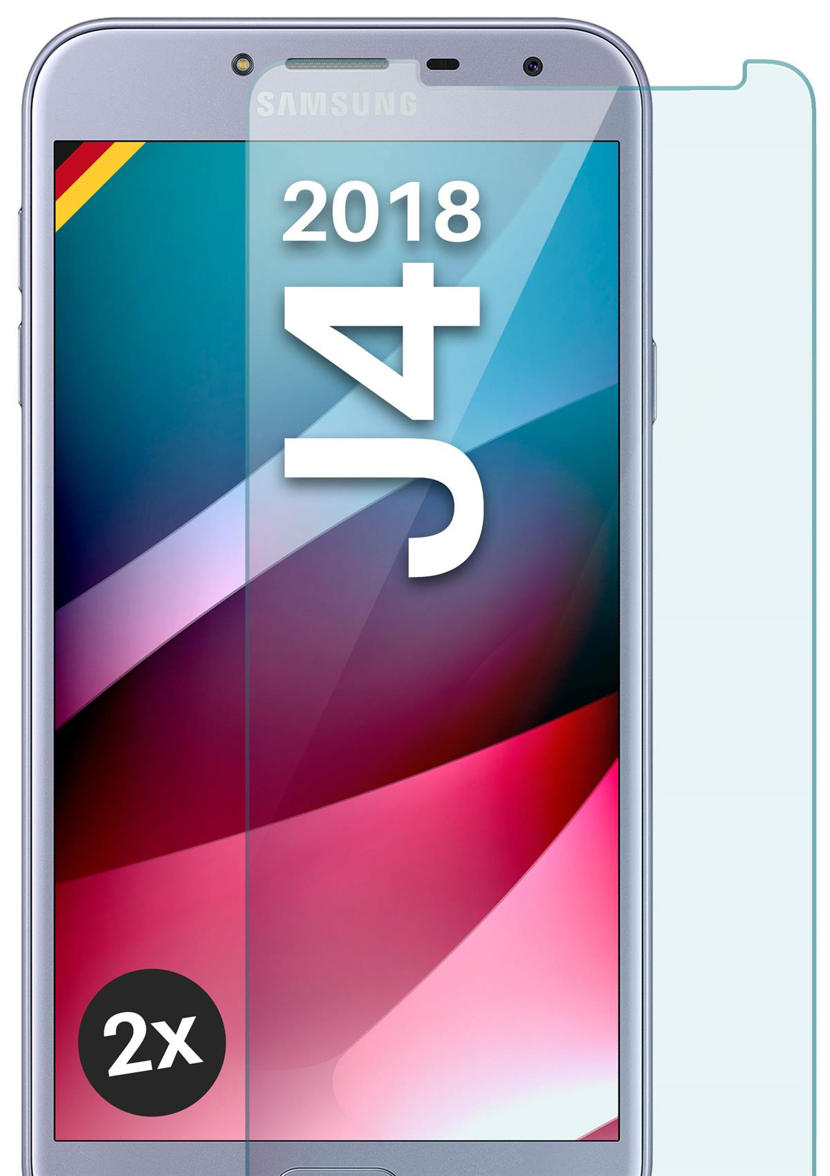 MOEX 2x Schutzfolie, J4 (2018)) Samsung Galaxy klar - Panzerglas Schutzglas(für