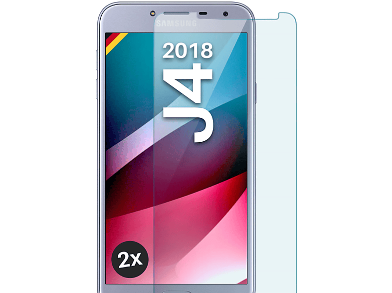 MOEX 2x Panzerglas - Schutzfolie, klar Schutzglas(für Samsung Galaxy J4 (2018))