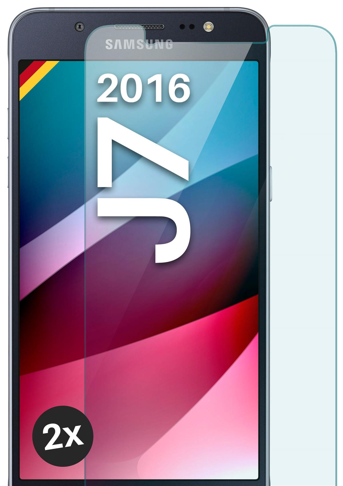 MOEX 2x Panzerglas - J7 Galaxy Samsung (2016)) klar Schutzfolie, Schutzglas(für