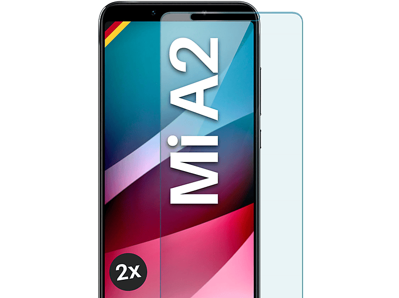 MOEX 2x Panzerglas A2) - Mi Xiaomi klar Schutzfolie, Schutzglas(für