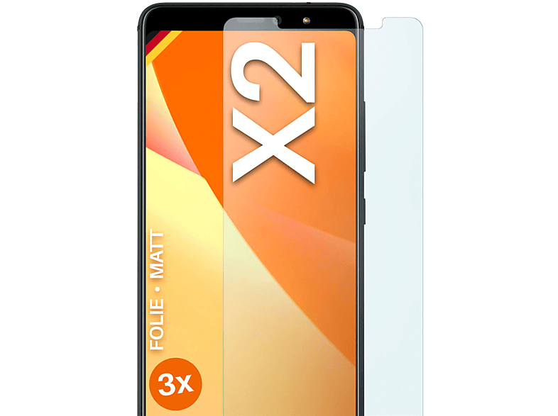 MOEX 3x Schutzfolie, matt Displayschutz(für BQ AQUARIS X2)