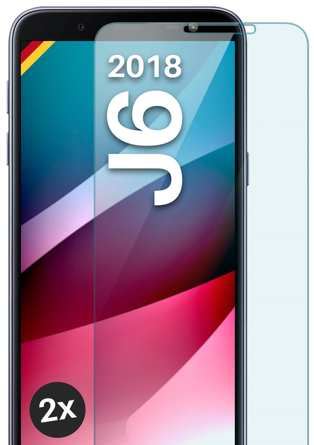 MOEX 2x Panzerglas - Samsung (2018)) Galaxy klar Schutzfolie, J6 Schutzglas(für