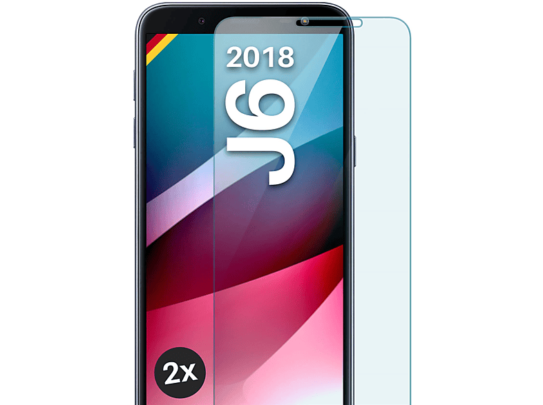 Samsung - 2x Galaxy Schutzfolie, (2018)) Schutzglas(für MOEX Panzerglas J6 klar