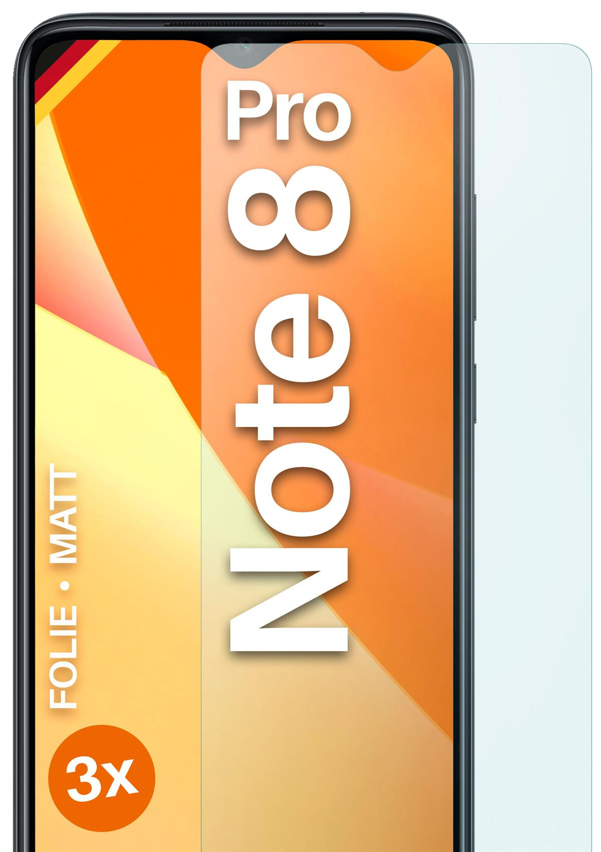 MOEX 3x Schutzfolie, matt Displayschutz(für 8 Pro) Xiaomi Note Redmi