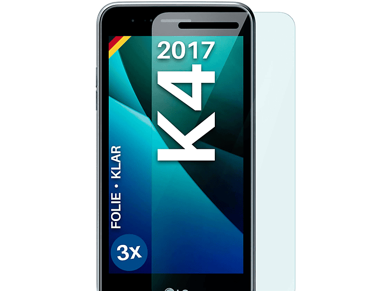 MOEX 3x Schutzfolie, klar Displayschutz(für LG K4 (2017))