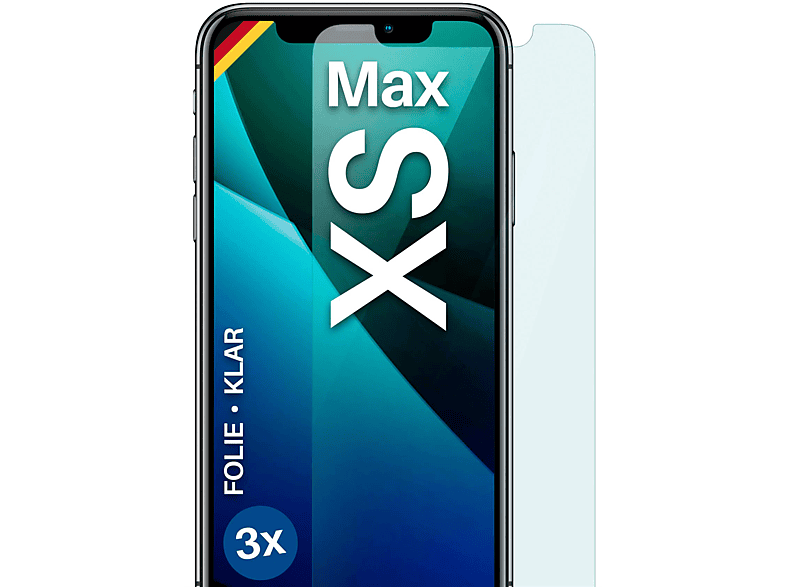 MOEX 3x Schutzfolie, klar Displayschutz(für Apple iPhone XS Max)
