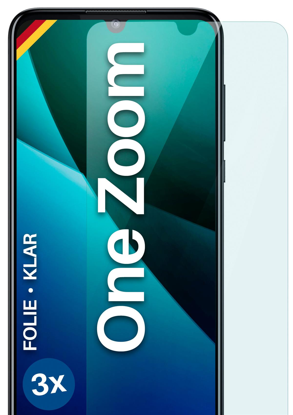 MOEX 3x Schutzfolie, klar Zoom) Displayschutz(für One Motorola