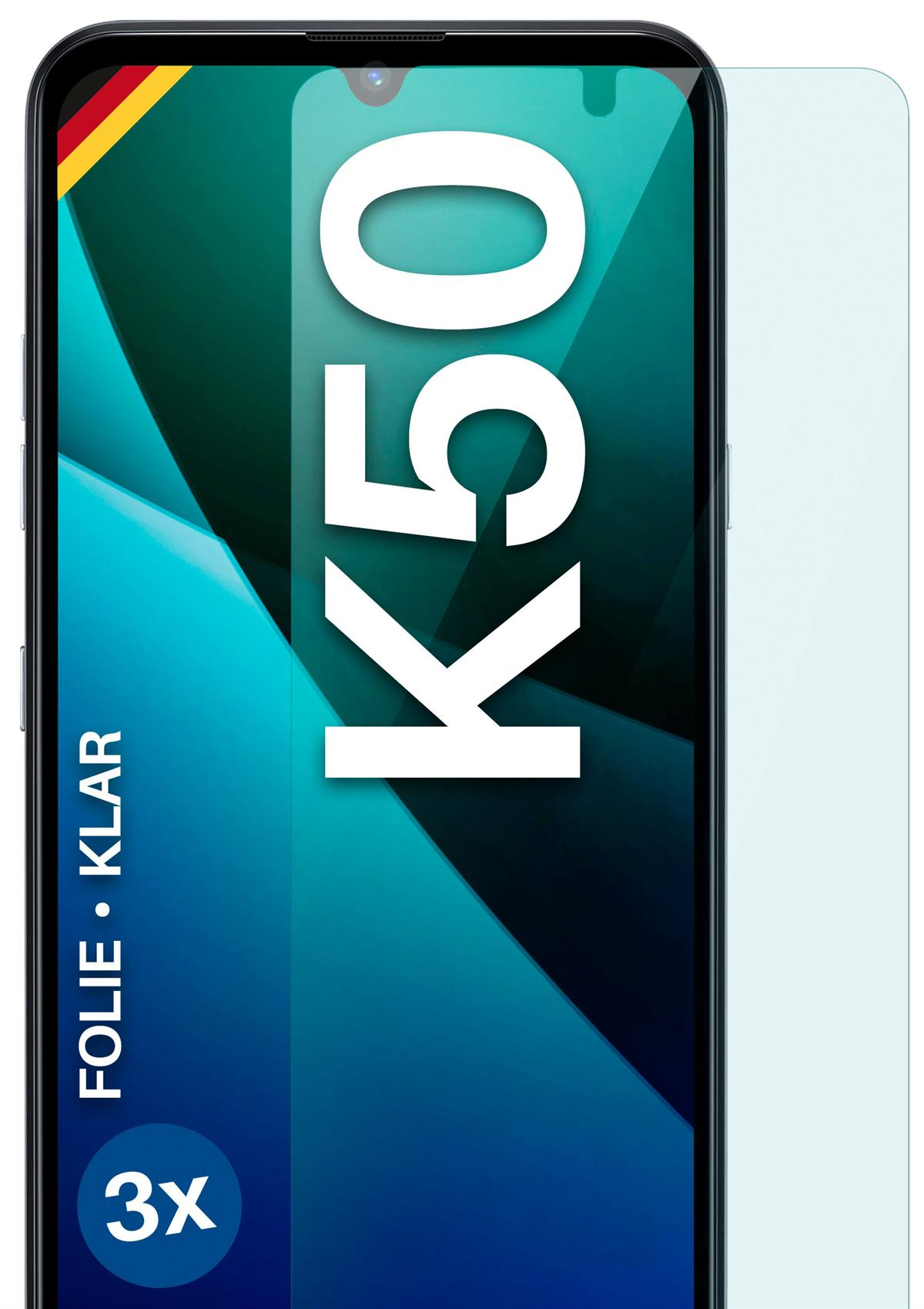 MOEX 3x LG K50) Schutzfolie, klar Displayschutz(für