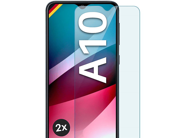 Samsung A10) - Schutzglas(für klar Schutzfolie, Panzerglas 2x Galaxy MOEX