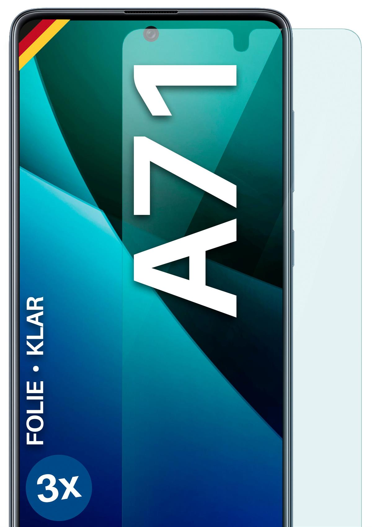 MOEX 3x Schutzfolie, A71) Displayschutz(für Samsung klar Galaxy