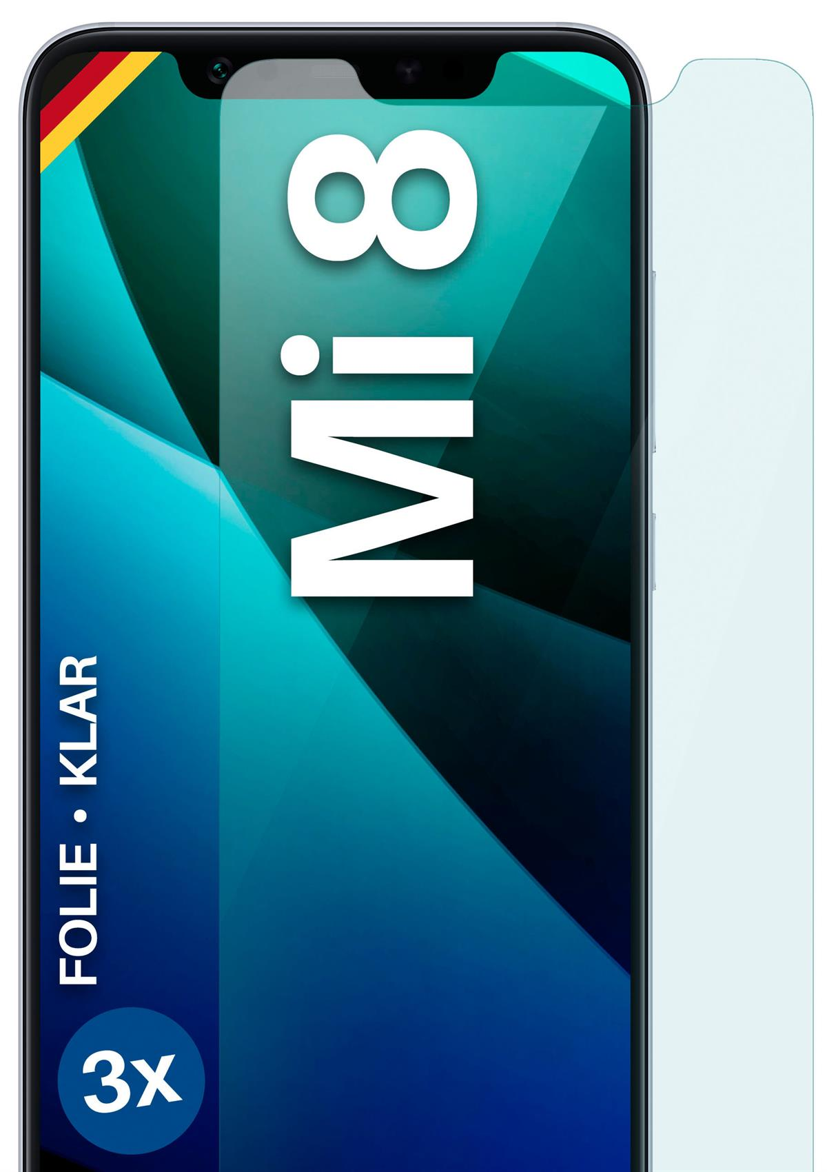 MOEX 3x Schutzfolie, Displayschutz(für klar Mi Xiaomi 8)