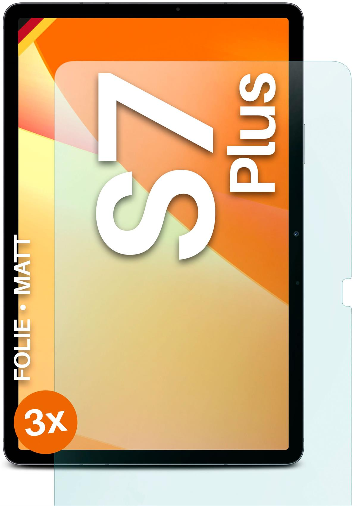MOEX 3x Schutzfolie, matt Displayschutz(für Galaxy S7 Plus) Tab Samsung
