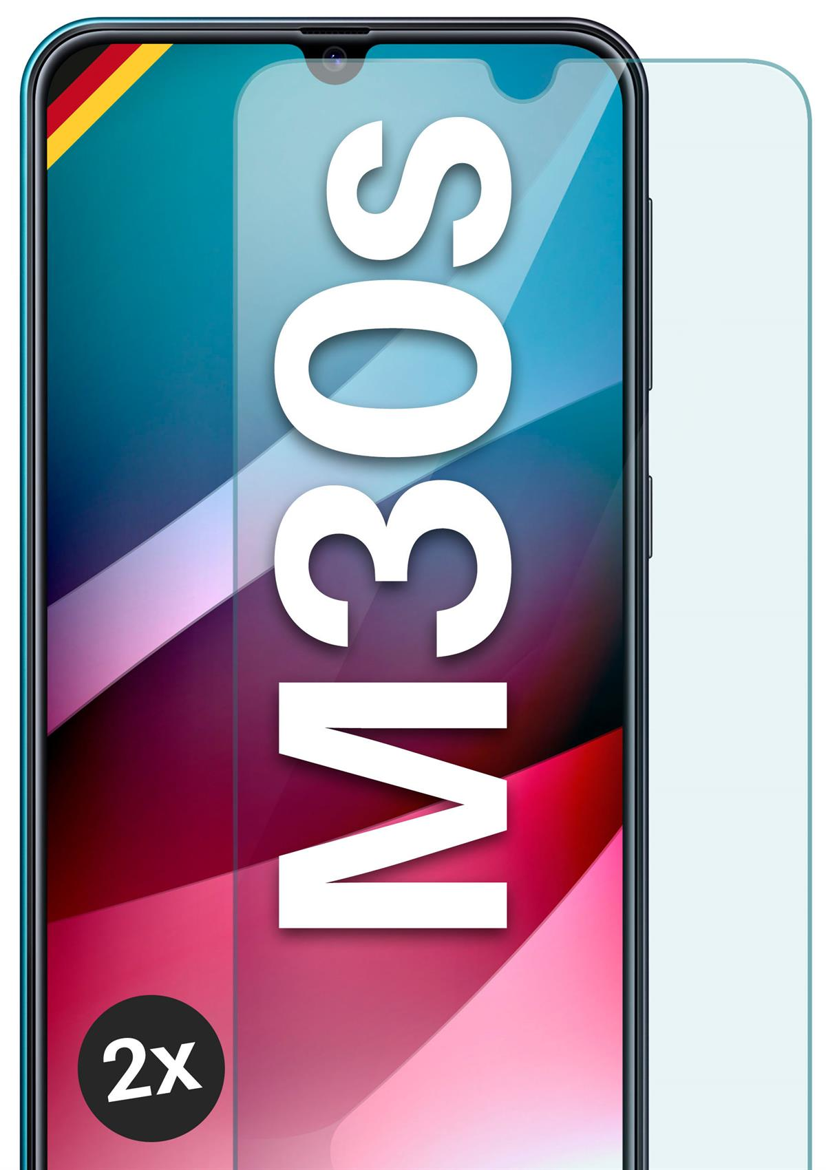 MOEX 2x Panzerglas - Galaxy M30s) Schutzfolie, Samsung klar Schutzglas(für