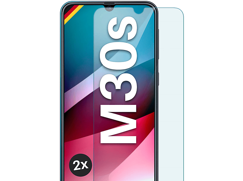 MOEX 2x Panzerglas - Schutzfolie, klar Schutzglas(für Samsung Galaxy M30s)