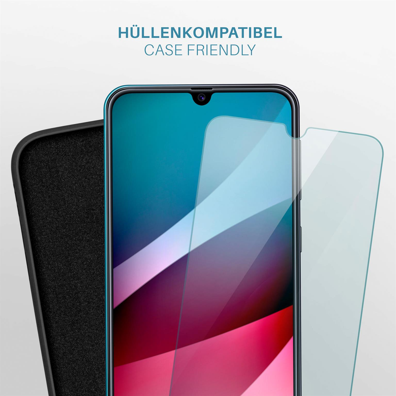 MOEX 2x Panzerglas - Galaxy M30s) Schutzfolie, Samsung klar Schutzglas(für