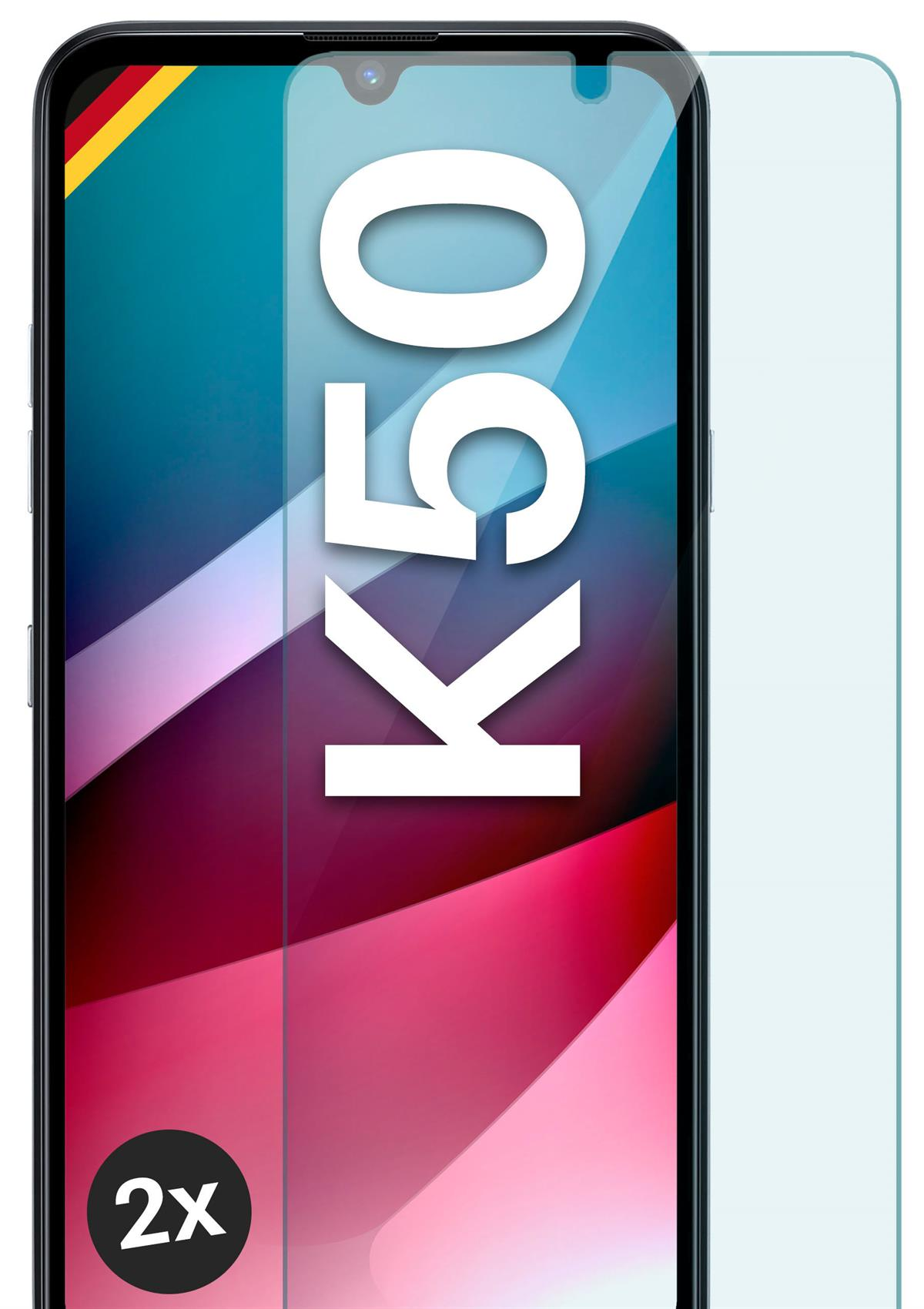 SWIDO Panzer Schutz Folie Kompatibel Mit LG K50s, Displayschutzfolie, Panzerglas Folie, Ultra-Klar, 2 Stück, Made In Germany