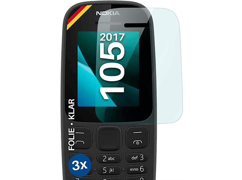 (2017)) 3x Displayschutz(für Schutzfolie, 105 klar MOEX Nokia
