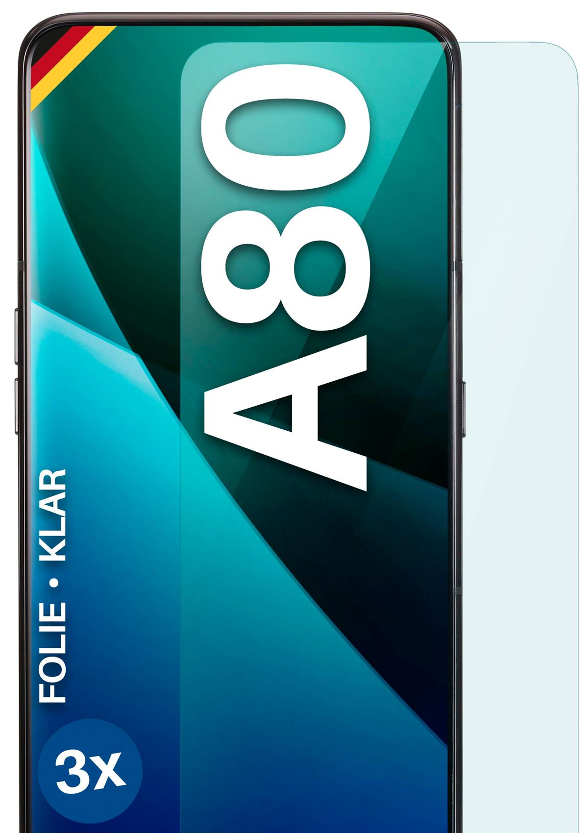 Galaxy MOEX A80) klar 3x Displayschutz(für Samsung Schutzfolie,