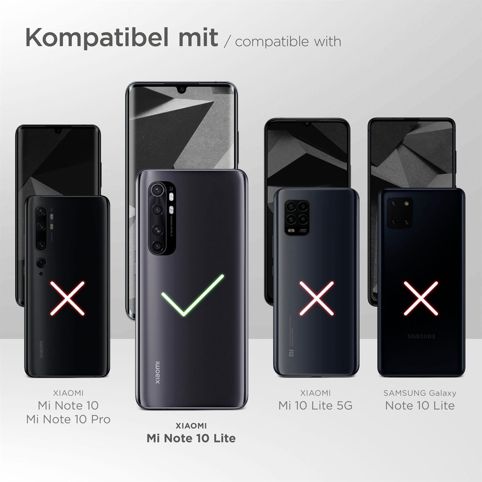 Smartphones. Einige sind mit einem grünen Haken gekennzeichnet, der die Kompatibilität anzeigt.