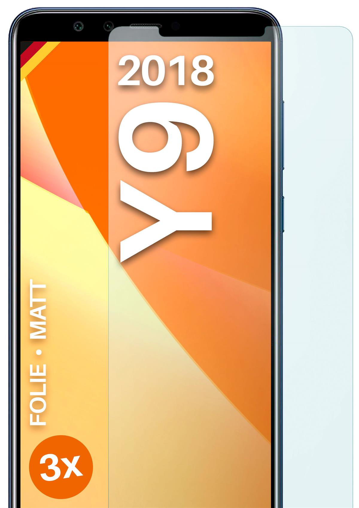MOEX 3x Schutzfolie, (2018)) Huawei Y9 matt Displayschutz(für