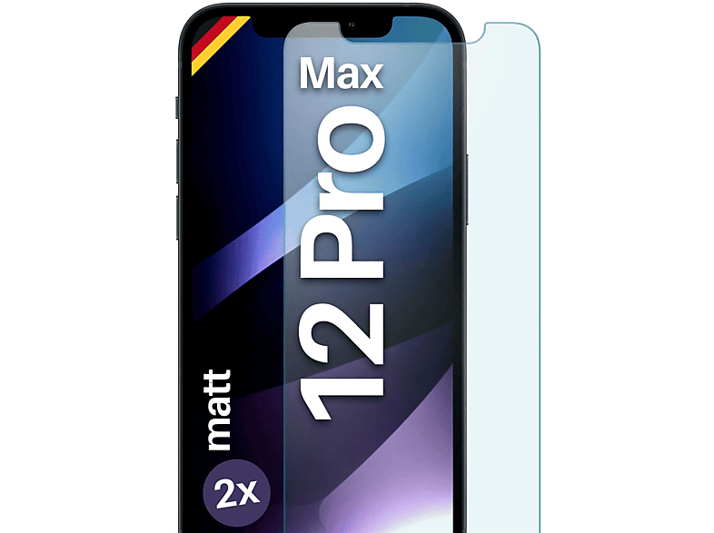 MOEX 2x Panzerglas - Schutzfolie, matt Schutzglas(für Apple iPhone 12 Pro Max)