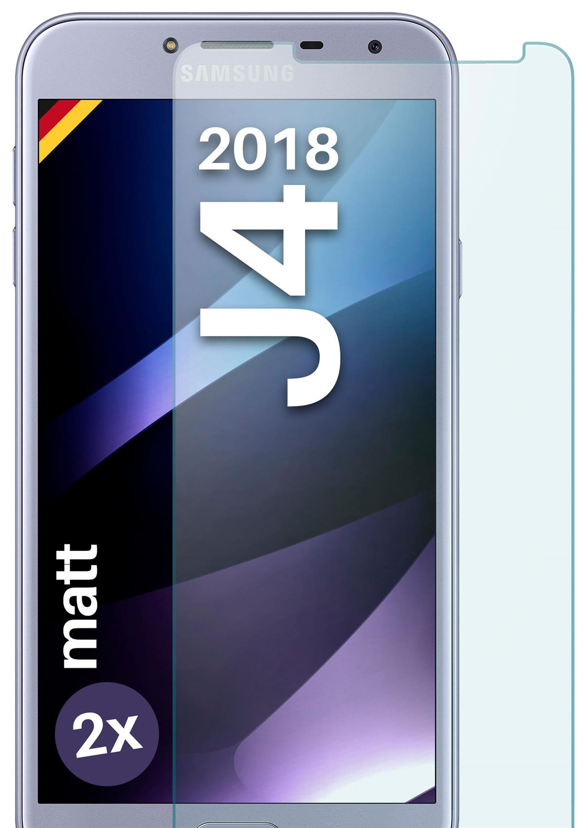 (2018)) Samsung Panzerglas J4 Galaxy MOEX Schutzfolie, Schutzglas(für matt - 2x