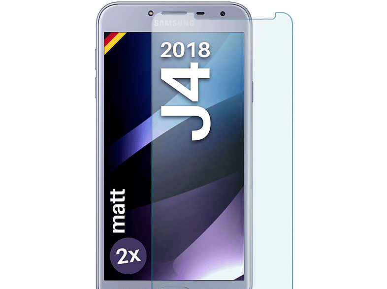 MOEX 2x Panzerglas - (2018)) Samsung Galaxy matt Schutzglas(für J4 Schutzfolie