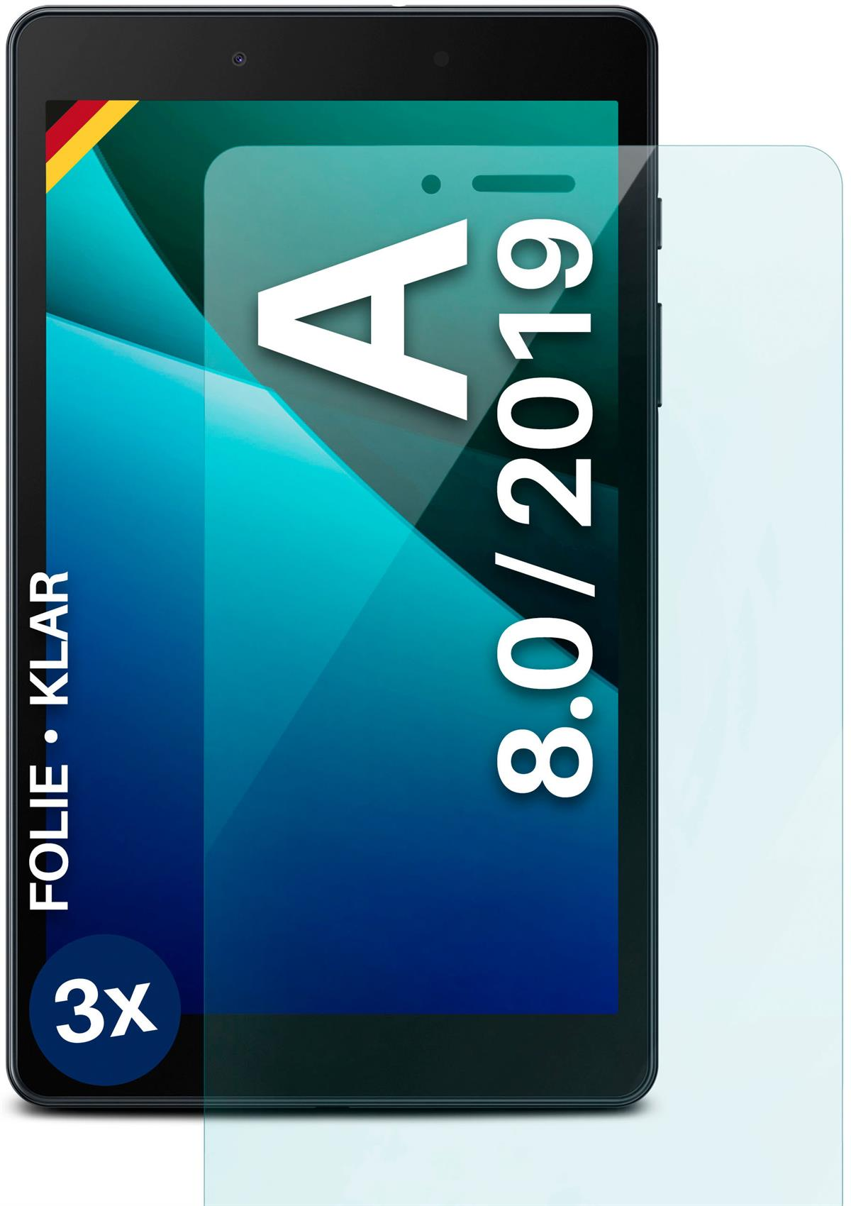 A Samsung Tab Schutzfolie, klar MOEX 3x 8.0 2019) Displayschutz(für Galaxy