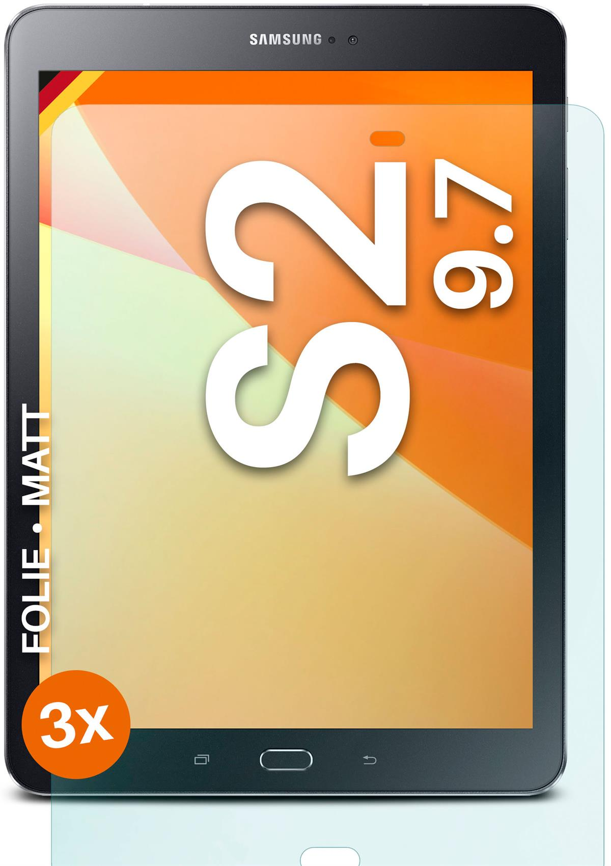 MOEX 3x Schutzfolie, matt Displayschutz(für Samsung S2 9.7) Tab Galaxy