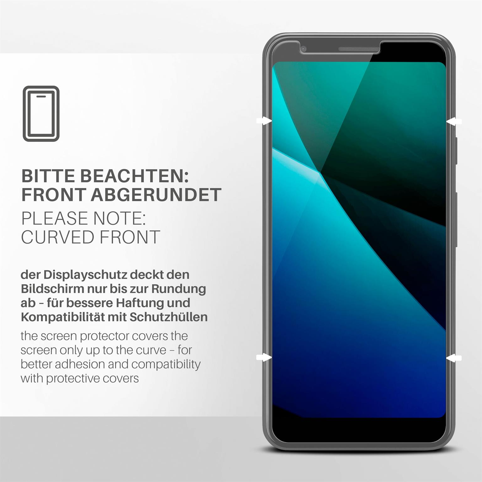 MOEX 3x Schutzfolie, klar Displayschutz(für Google Pixel 3a)