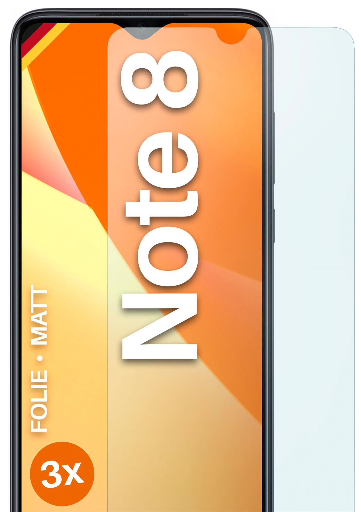 MOEX 3x Schutzfolie, matt Displayschutz(für Xiaomi Redmi Note 8)