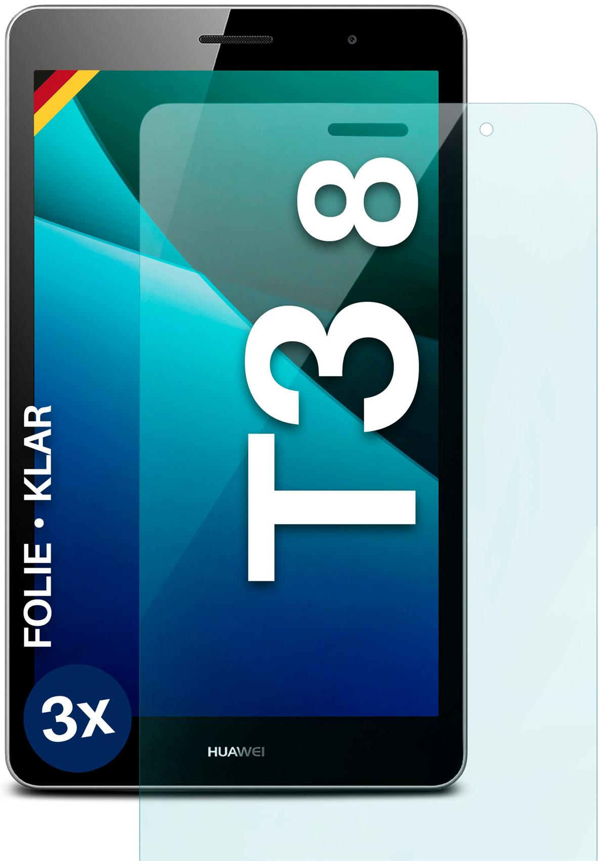 Huawei T3 MediaPad Schutzfolie, MOEX klar Displayschutz(für 8) 3x