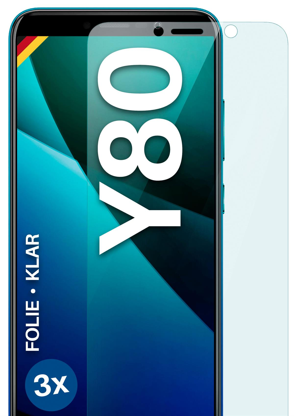 MOEX 3x Schutzfolie, klar Y80) Displayschutz(für Wiko
