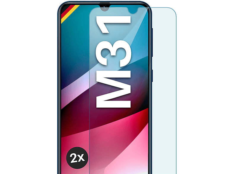 MOEX 2x Panzerglas - Schutzfolie, klar Schutzglas(für Samsung Galaxy M31)