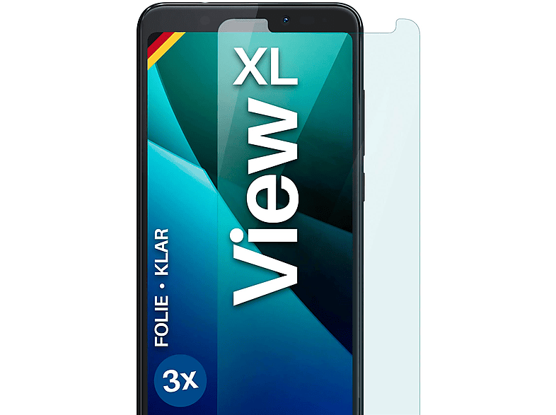 MOEX 3x Schutzfolie, klar XL) Wiko View Displayschutz(für