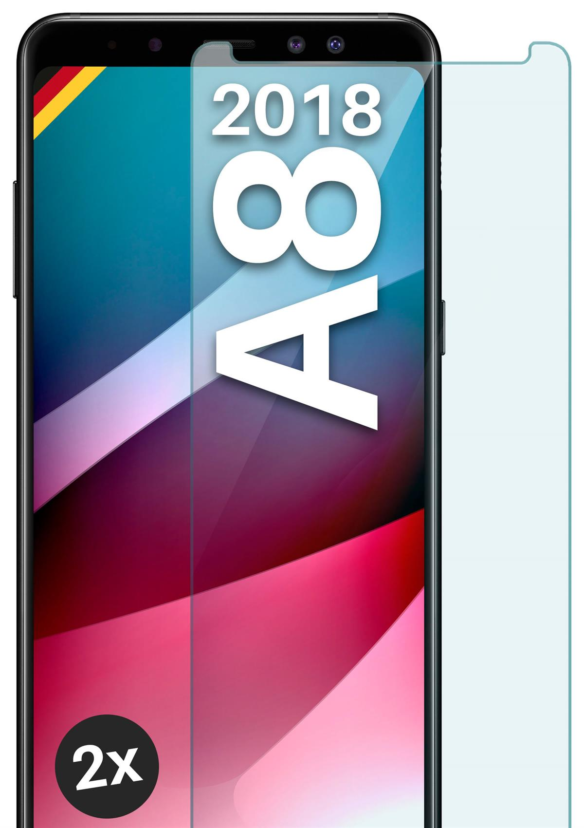 Schutzfolie, Panzerglas Schutzglas(für Galaxy A8 2x MOEX Samsung klar - (2018))