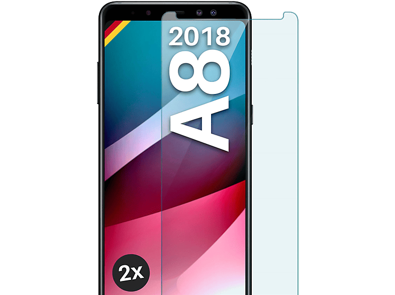 MOEX 2x Panzerglas - Schutzfolie, klar Schutzglas(für Samsung Galaxy A8 (2018))