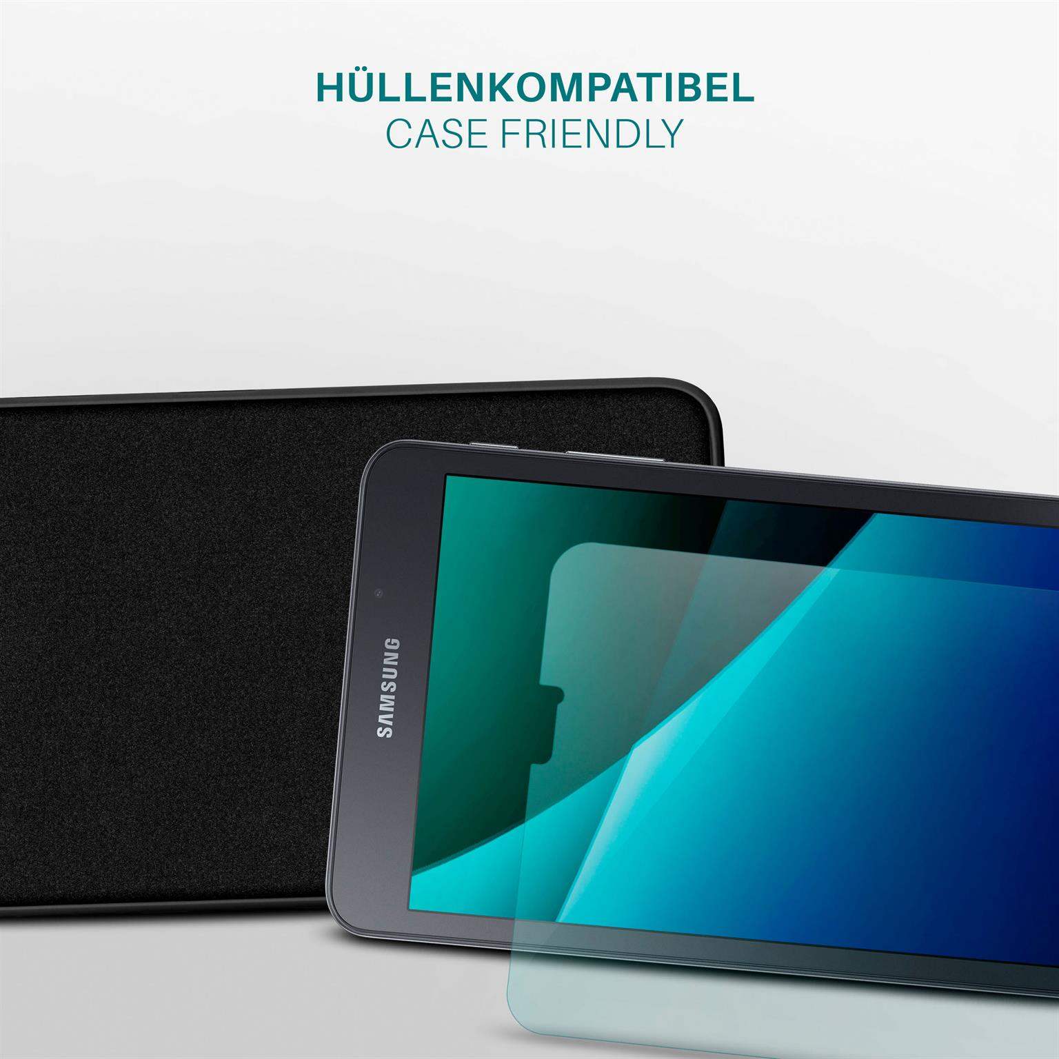 Tablet mit Schutzhülle und Displayschutzfolie.