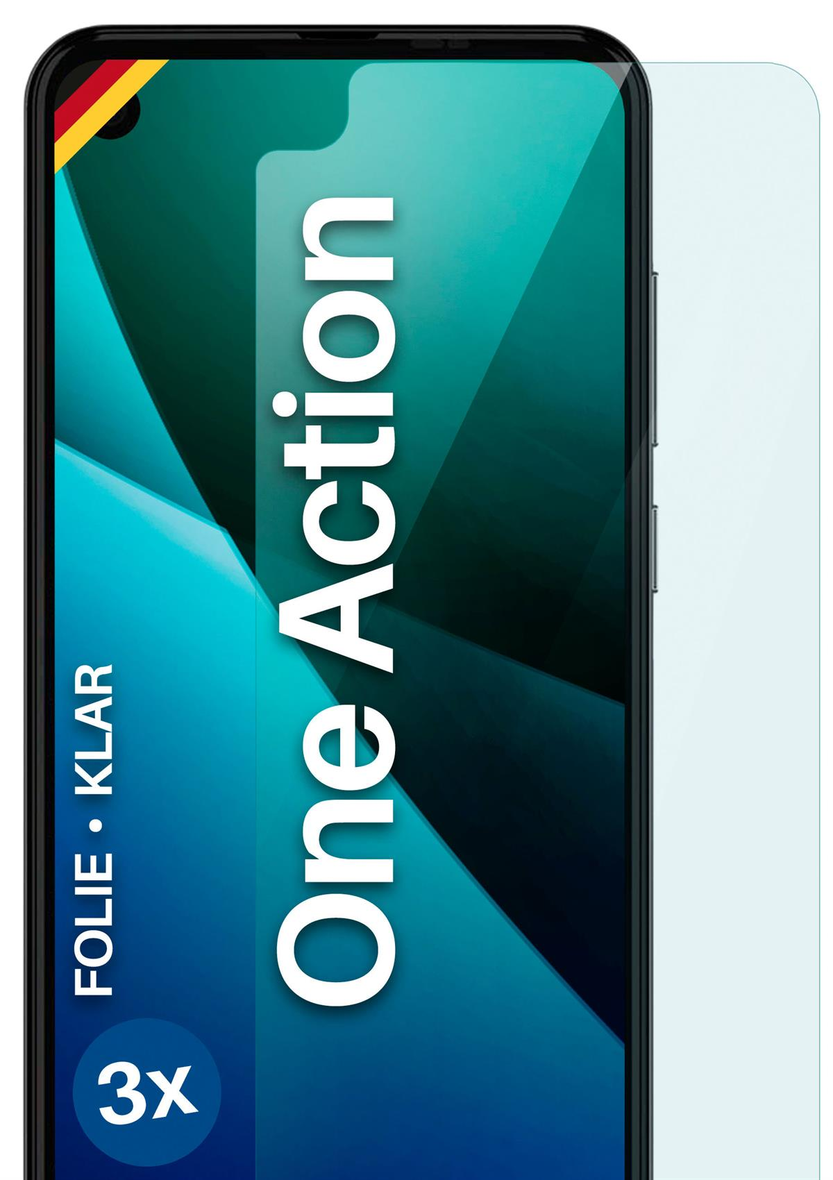 MOEX 3x Schutzfolie, Action) One Displayschutz(für Motorola klar