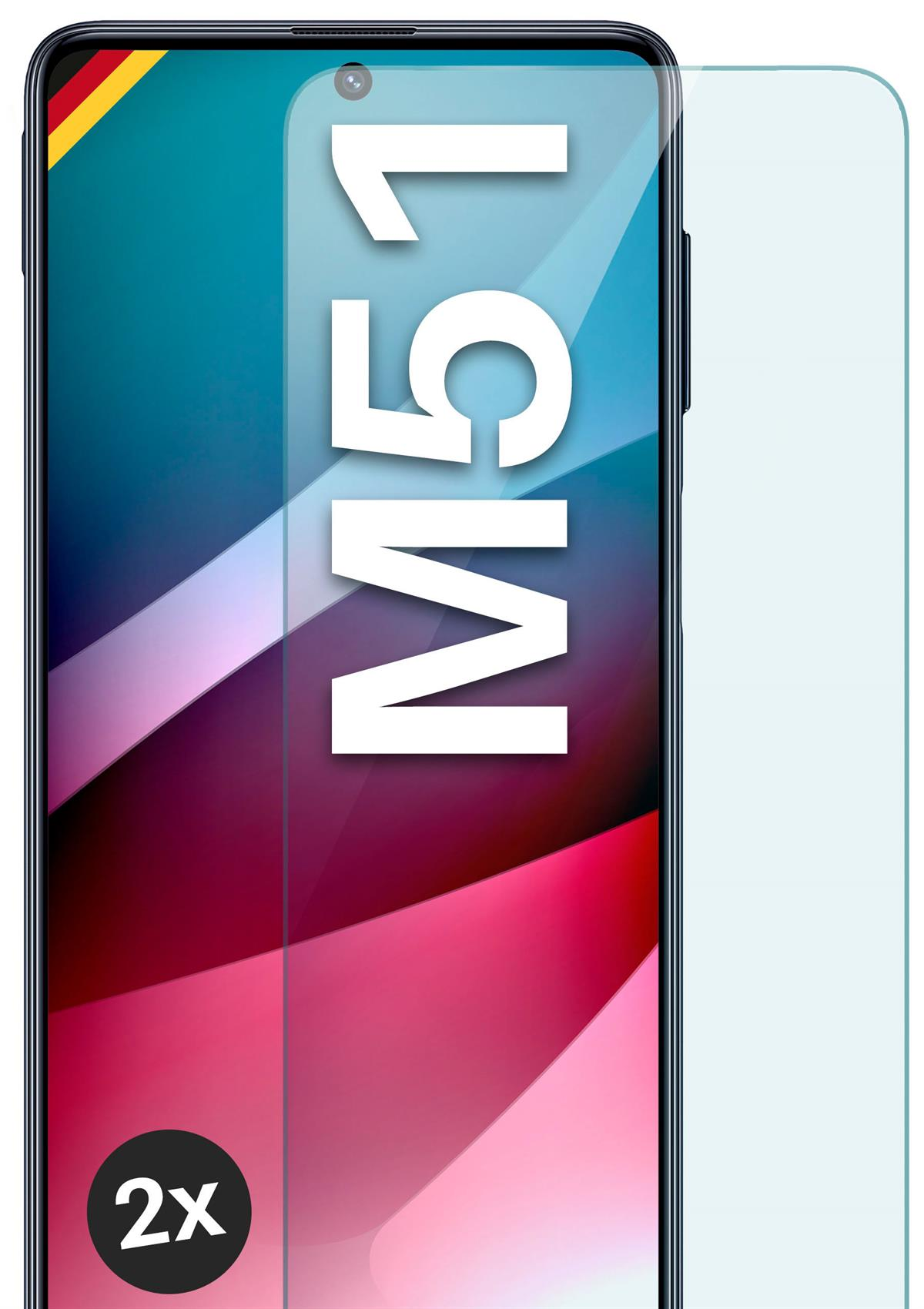 MOEX 2x - Galaxy Schutzfolie, Panzerglas Schutzglas(für Samsung M51) klar