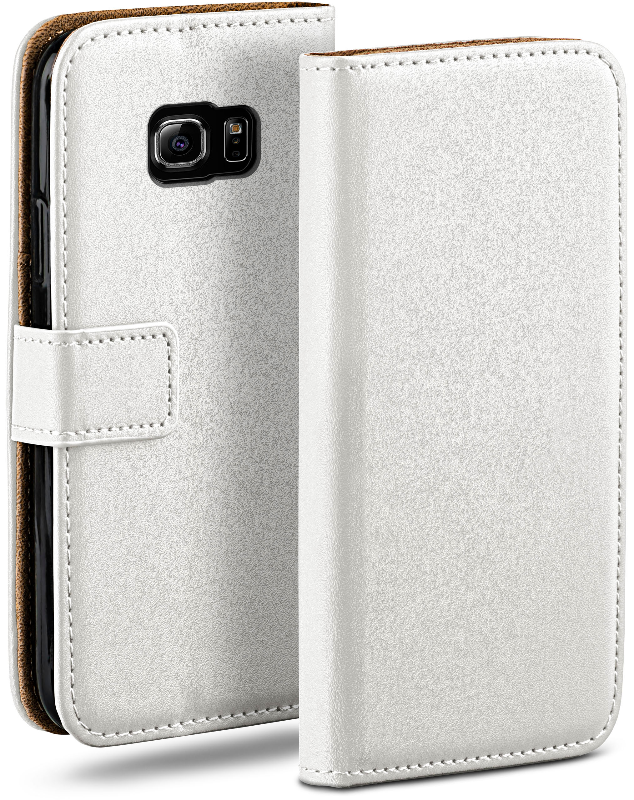 MOEX Book Case, Bookcover, Pearl-White Edge, Samsung, S6 Galaxy