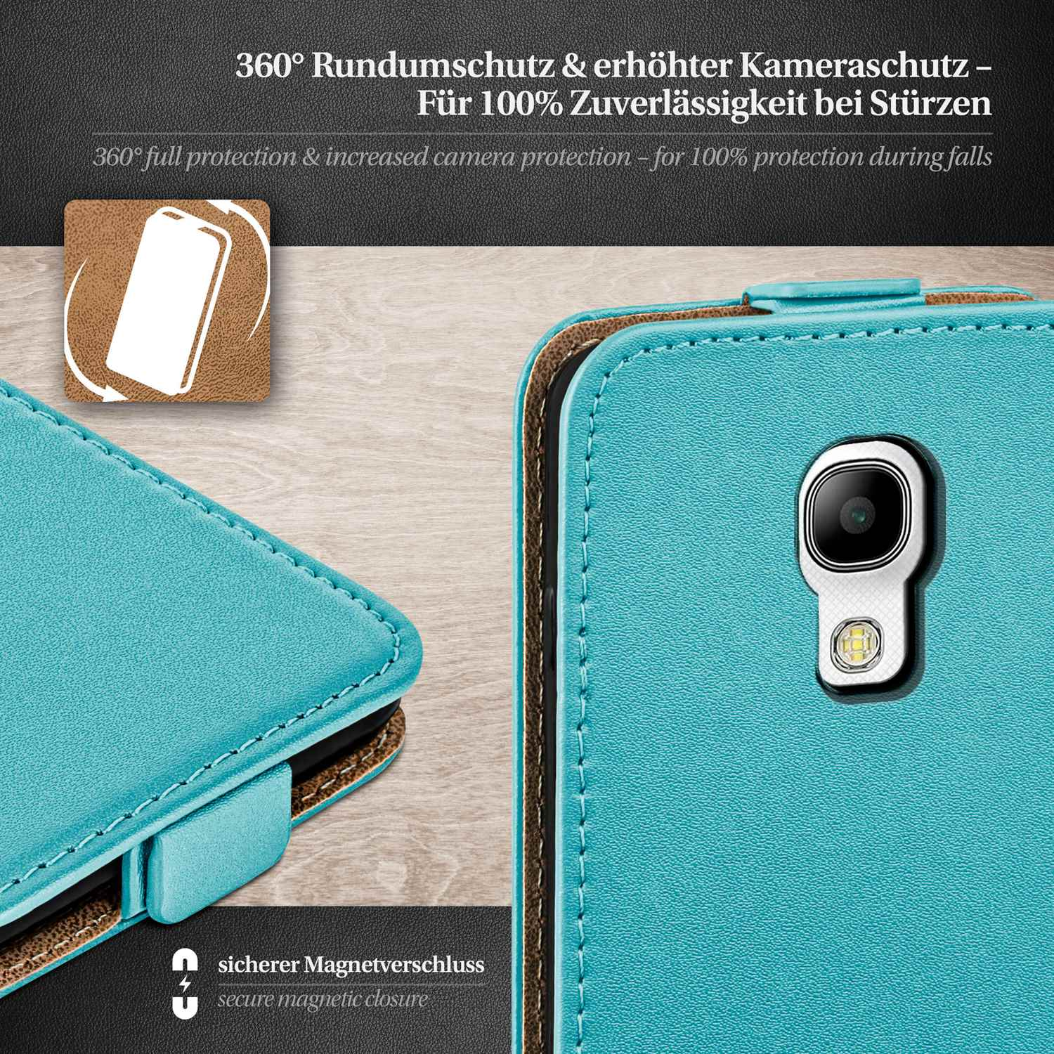 Samsung, Case, Aqua-Cyan Flip S4 Galaxy Mini, Cover, MOEX Flip