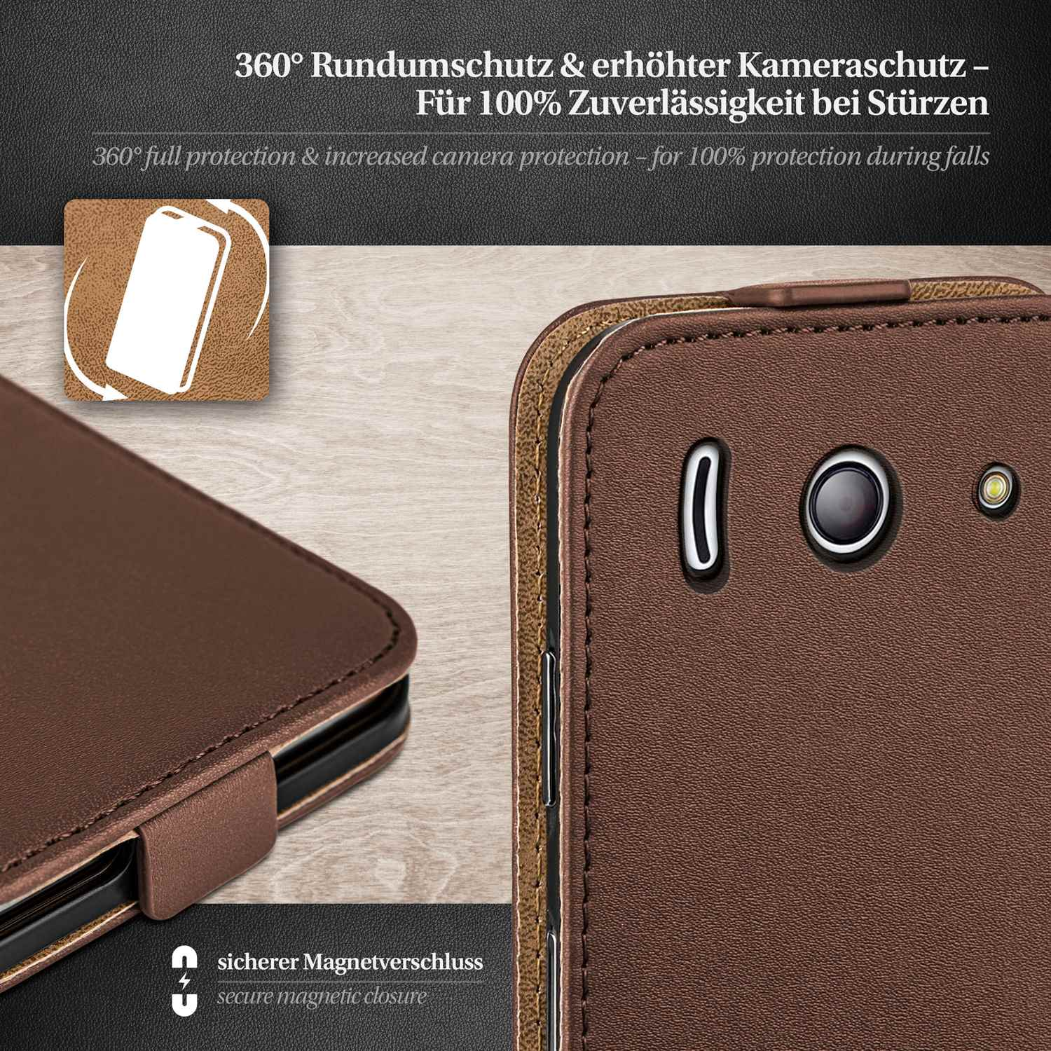 Cover, Flip Huawei, Oxide-Brown Y300, Case, MOEX Flip Ascend