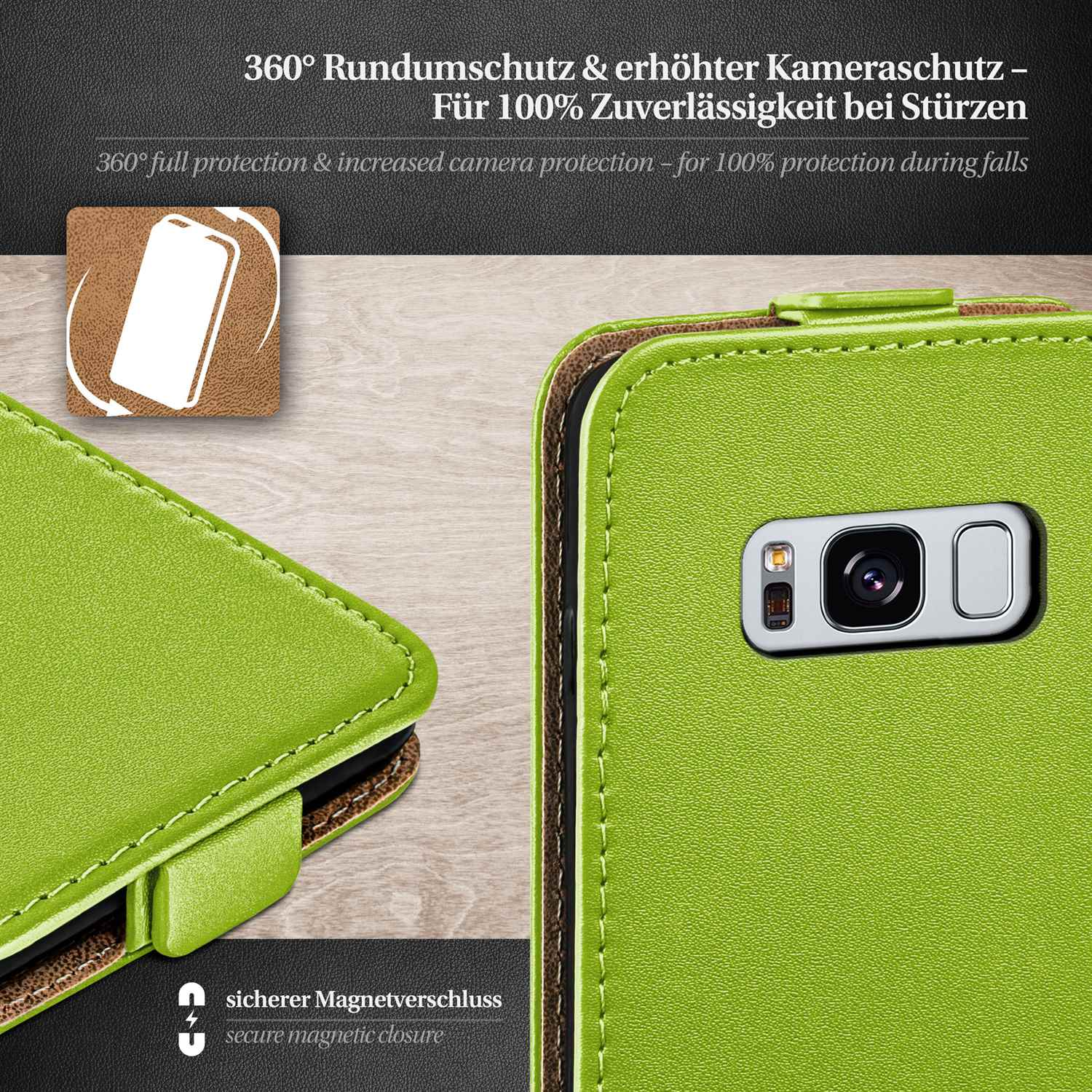 Case, Flip Cover, Galaxy MOEX Lime-Green Flip Samsung, S8,