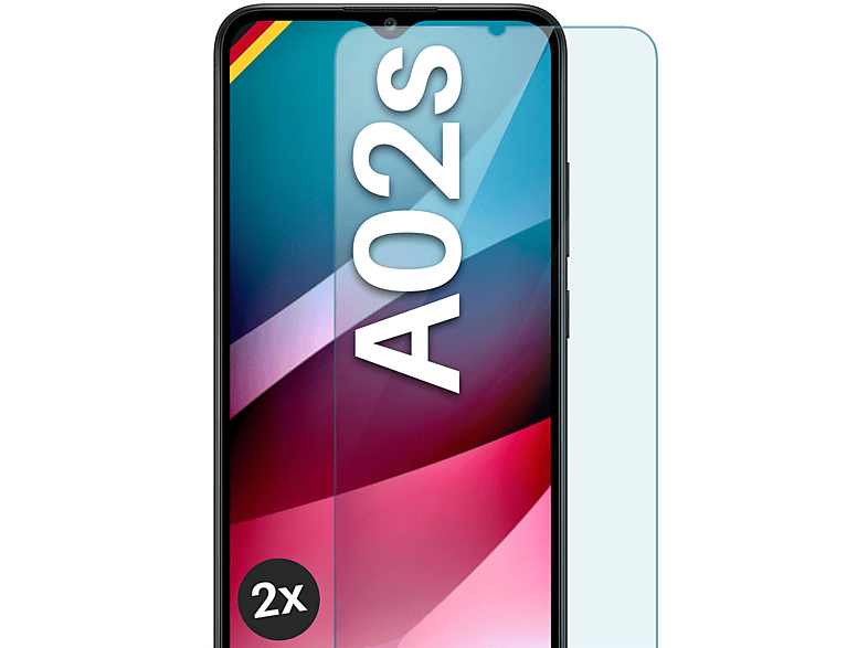 Samsung A02s) MOEX - Panzerglas Schutzglas(für Schutzfolie, klar Galaxy 2x