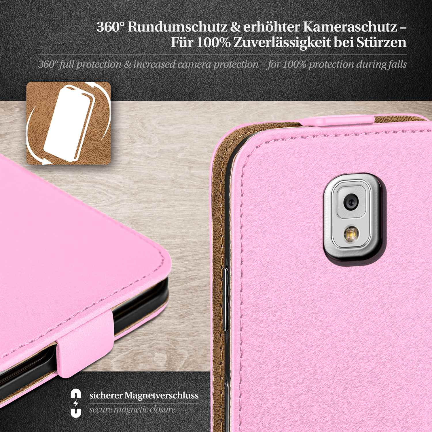 MOEX Cover, Samsung, Galaxy 3, Icy-Pink Flip Case, Flip Note