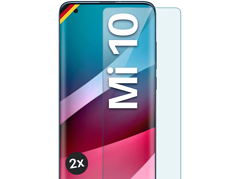 MOEX 2x Panzerglas - Schutzfolie, klar Schutzglas(für Xiaomi Mi 10)