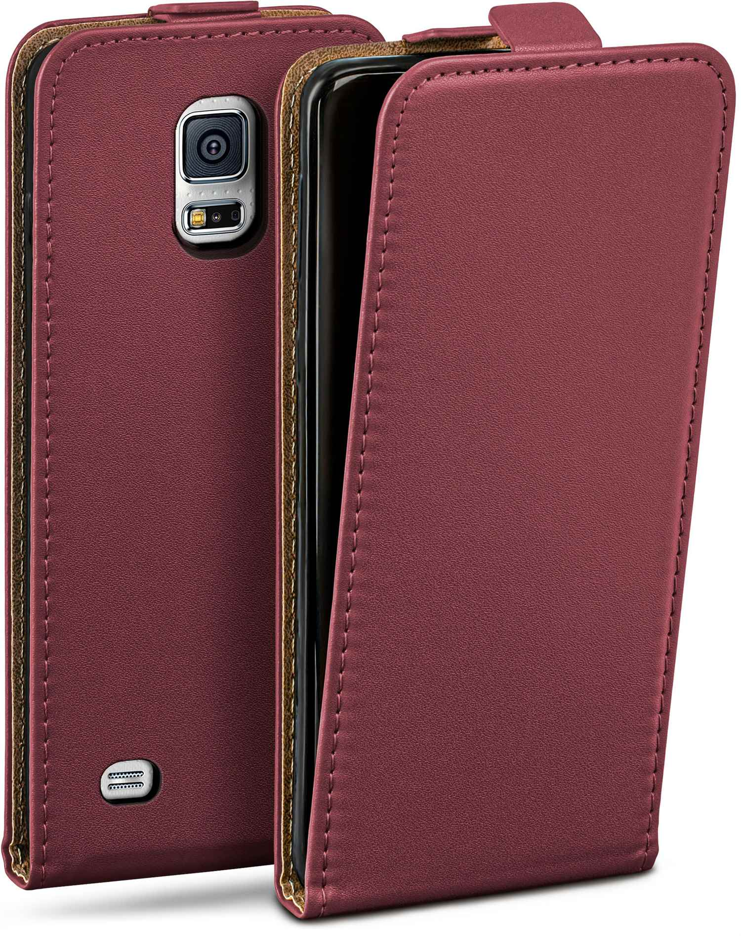 Flip Case, Galaxy S5 Flip Samsung, Mini, Maroon-Red Cover, MOEX