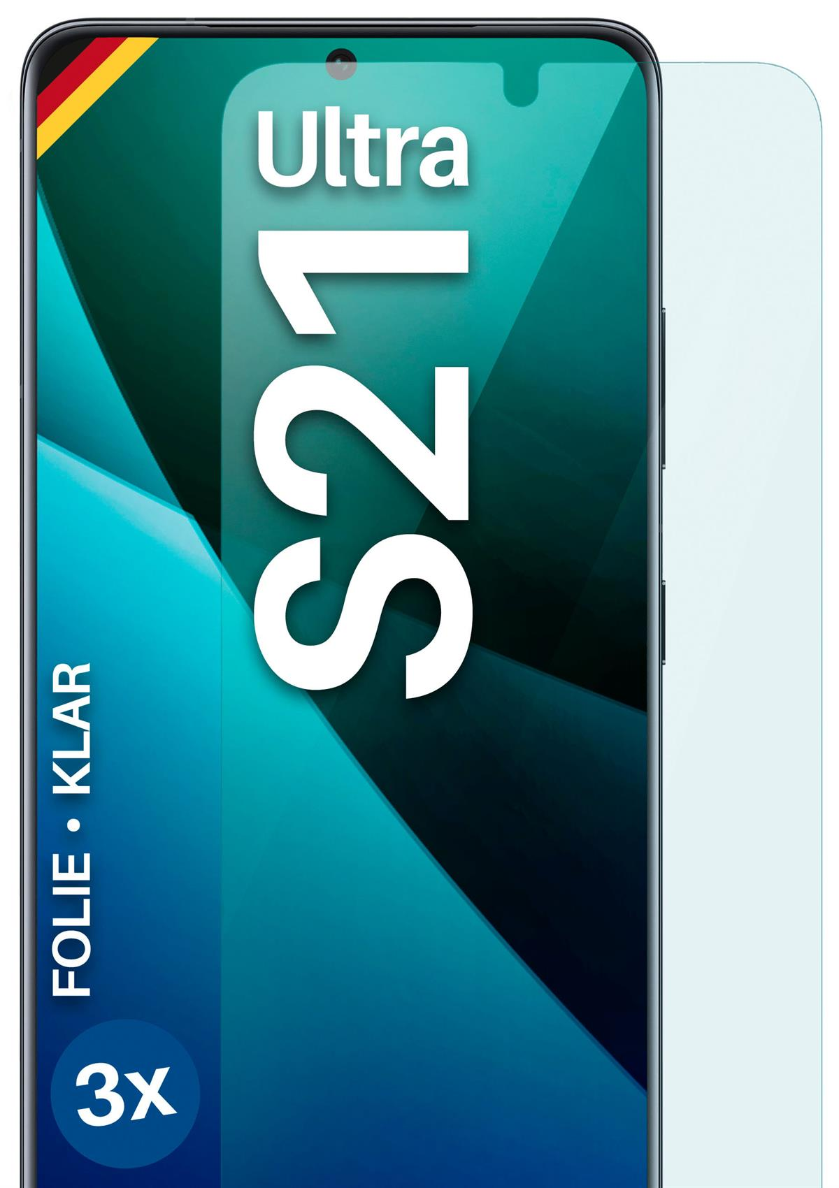 MOEX 3x Schutzfolie, klar S21 Samsung Ultra) Displayschutz(für Galaxy